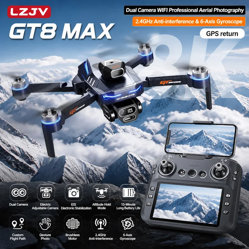 Drone Rc S156 - GT8 Max Foldable Drone 8K HD